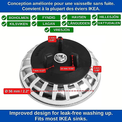 Panier à tamis pour évier avec joint caoutchouc compatible IKEA 2 sets - 5