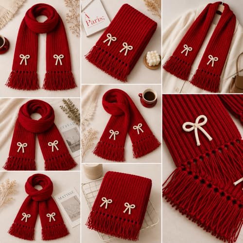 Image of KB STAR Cute Bow Women Casual Luxurious Premium Checkered Acrylic Woolen Muffler /Scarf /Stole for Winter