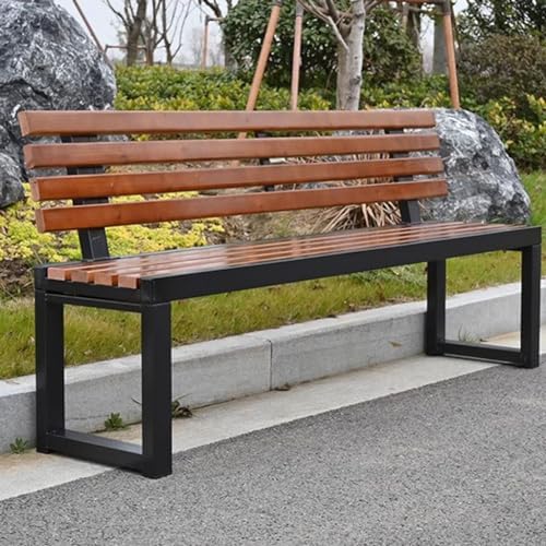 Solid Wood Outdoor Bench with Backrest - Durable Park Chair for Community & Playground - Square Leisure Seating for Indoor & Outdoor Use - Stylish & Comfortable Design