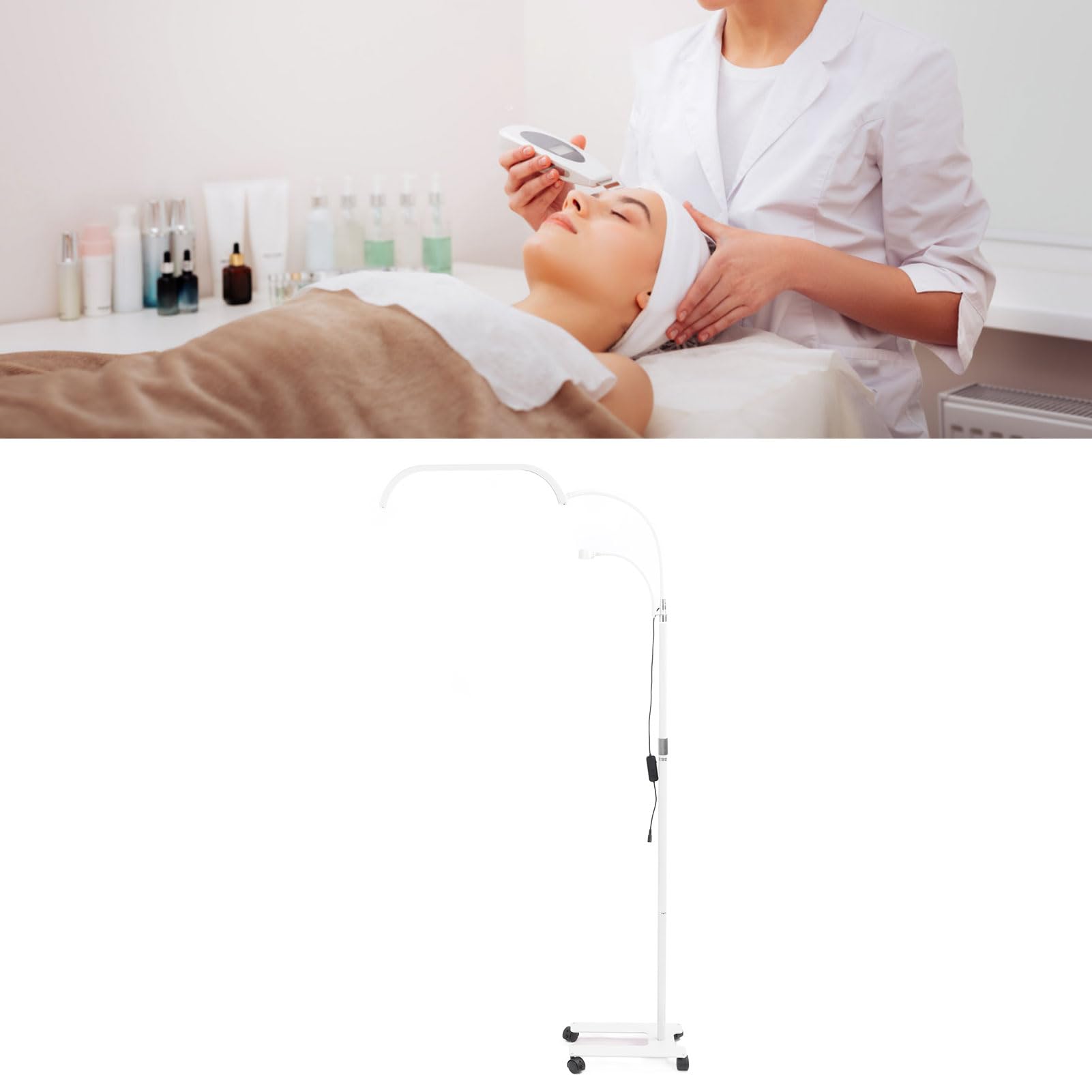 Lampada Da Terra LED Regolabile | Collo Di Cigno 360° | 3 Altezze + Dimmer | USB | Per Estensioni Ciglia E Lettura - Foto 8