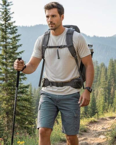 NY Threads Mens Cargo Shorts Relaxed Fit Cotton Casual Work Outdoor Hiking Shorts with Multiple Pockets, 34, Dark Grey - Image 3