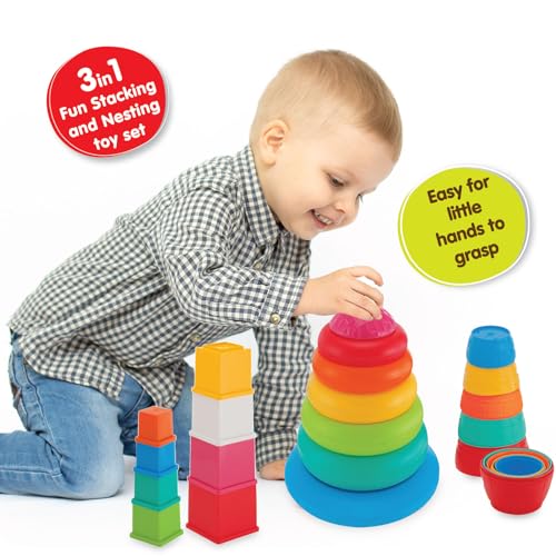 Giggles Funskool Stack N Nest, Nesting & Stackable Toy Blocks for Kids, Encourages Learning & Development, Fun Activity for Babies, Gift Set for Kid, Age 6+ Months - Image 2 thumbnail