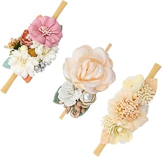 Toyvian 3Pcs Tiara Infantil Turbante Tiaras Para Bebês Tiaras De Flores De Bebê Tiaras De Flor Elástica Chiffon Tiaras De Bebê Seda Cordão Elástico Tiara De Fotografia Infantil