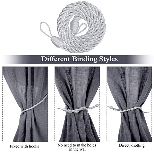 image for Blulu 4 Pieces Curtain Tiebacks Ropes Belt Curtain Ties Handmade Curta