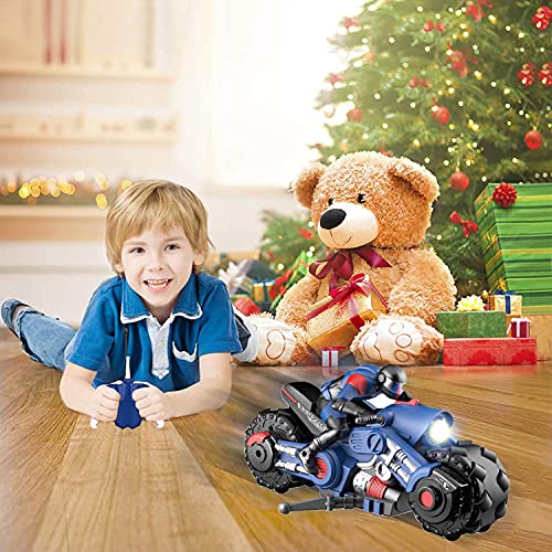 Liberty Imports 2.4Ghz RC Motorcycle Remote Control Stunt Drift Bike Racing Vehicle - 1/10 R/C High Speed Cyclone Motorbike and Riding Figure with 360° Spinning Wheels Action (Blue)