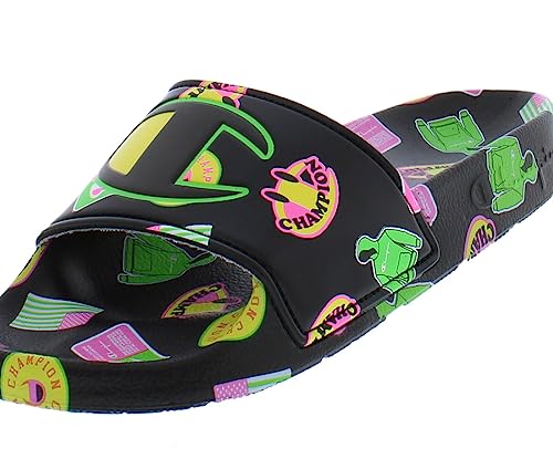Champion IPO Catch Print Youth Slide Boys Shoes Size 11, Color: Black/Multi-Colored-Black3
