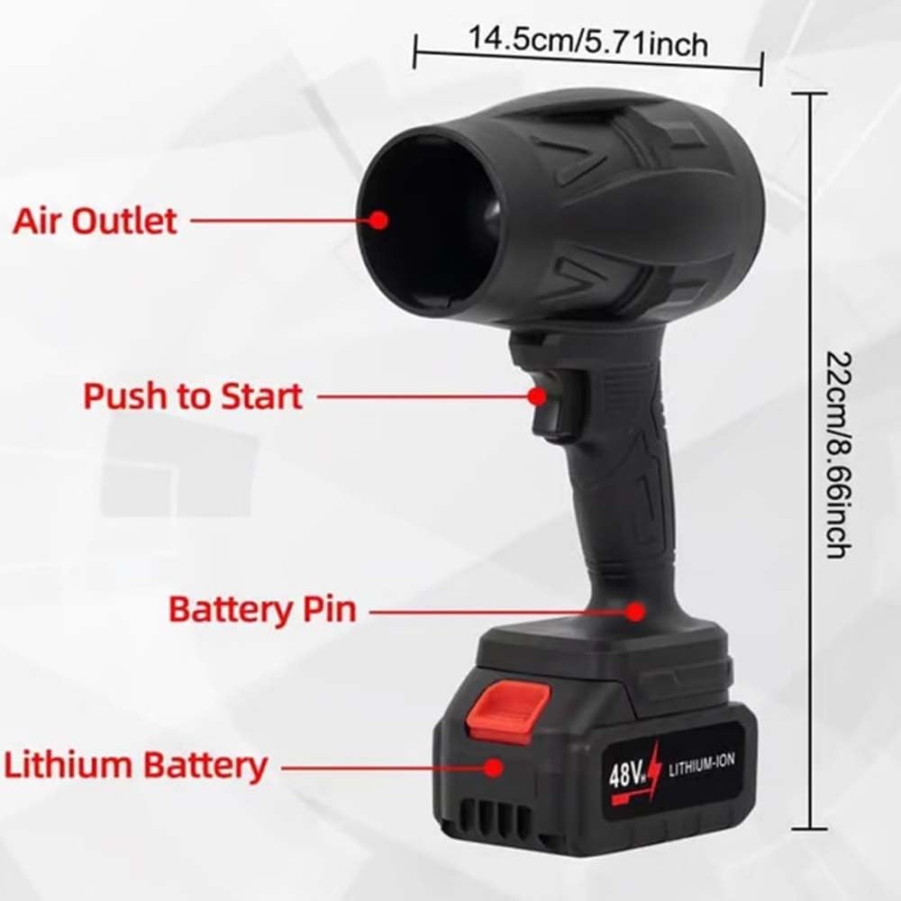 Turbo Jet Soplador de hojas, 350 W, motor sin escobillas con batería de 6000 mAh y cargador, velocidad continua, 30.000 rpm, Jet Dry Mini para coche, esquina de jardín, estambre (rojo)