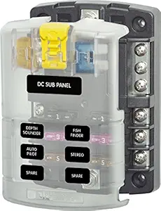 Blue Sea Systems 5025 ST Blade Fuse Block - 6 Circuits with Negative Bus and Cover