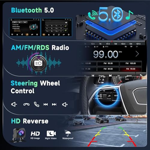 Image of 8 CORE 8G+128G Android Car Stereo for Honda Fit 2008-2013 with Wireless Carplay 10.1 inch Touchscreen Bluetooth 5.0 Car Radio with GPS Navigation, WiFi, Android Auto, DSP, AM /FM /RDS Radio, Backup Camera