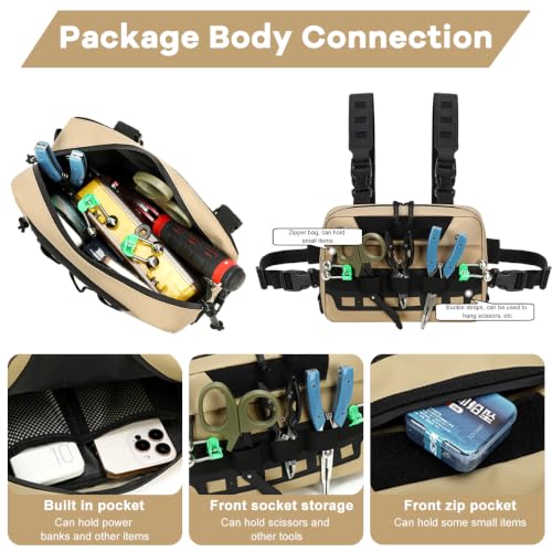 Image of GUSTAVE Chest Bag for Men Women Black Tactical Vest Bag Waterproof Multi-pockets Adjustable Rig Bag for Running, Cycling, Sports, Workouts, Outdoor