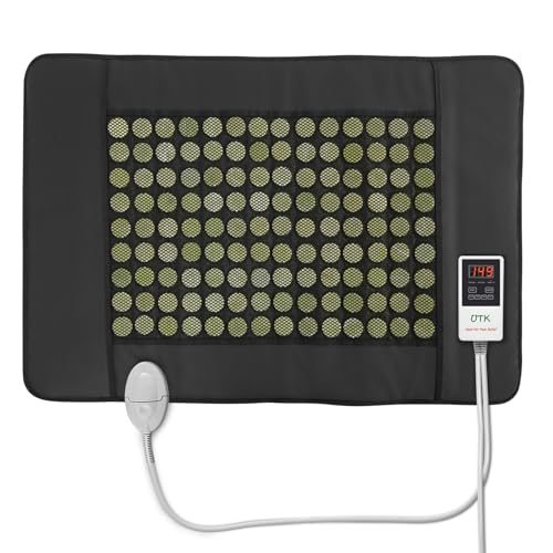 UTK Far Infrared Heating Pad for Back, 5X Deeper Pain Relief, 126 Natural Pure Jade Heating Pad, FSA-HSA Eligible, Gift for Women Men, Hotter to 149℉, 16 Timers Auto-Off, Memory Function, 31'x 21'