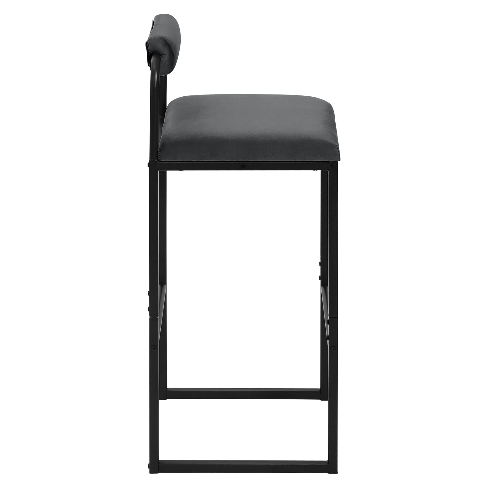 WOLTU 2x Sgabelli da Bar con Poggiapiedi, Sedie Alte con Schienale, Design Moderno, Sgabelli da Cucina Imbottiti in Velluto e Metallo, Grigio Scuro BH343dgr-2