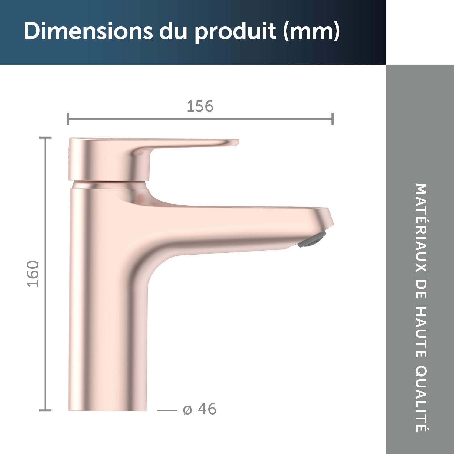 Ideal Standard – Alu+ Mélangeur de lavabo, 120 mm projection de jet, Redresseur de flux, économie d'eau, technologie Blue Start, système FirmaFlow, éléments de base en aluminium, Rosé