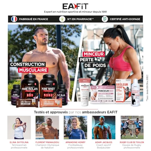EAFIT- Mega Whey- construction musculaire pour la musculation- 43g de protéines de Whey+10g de BCAA+1,5g de créatine par shaker- Assimilation Rapide- Vanille- 750g- Creatine monohydrate – Image 6
