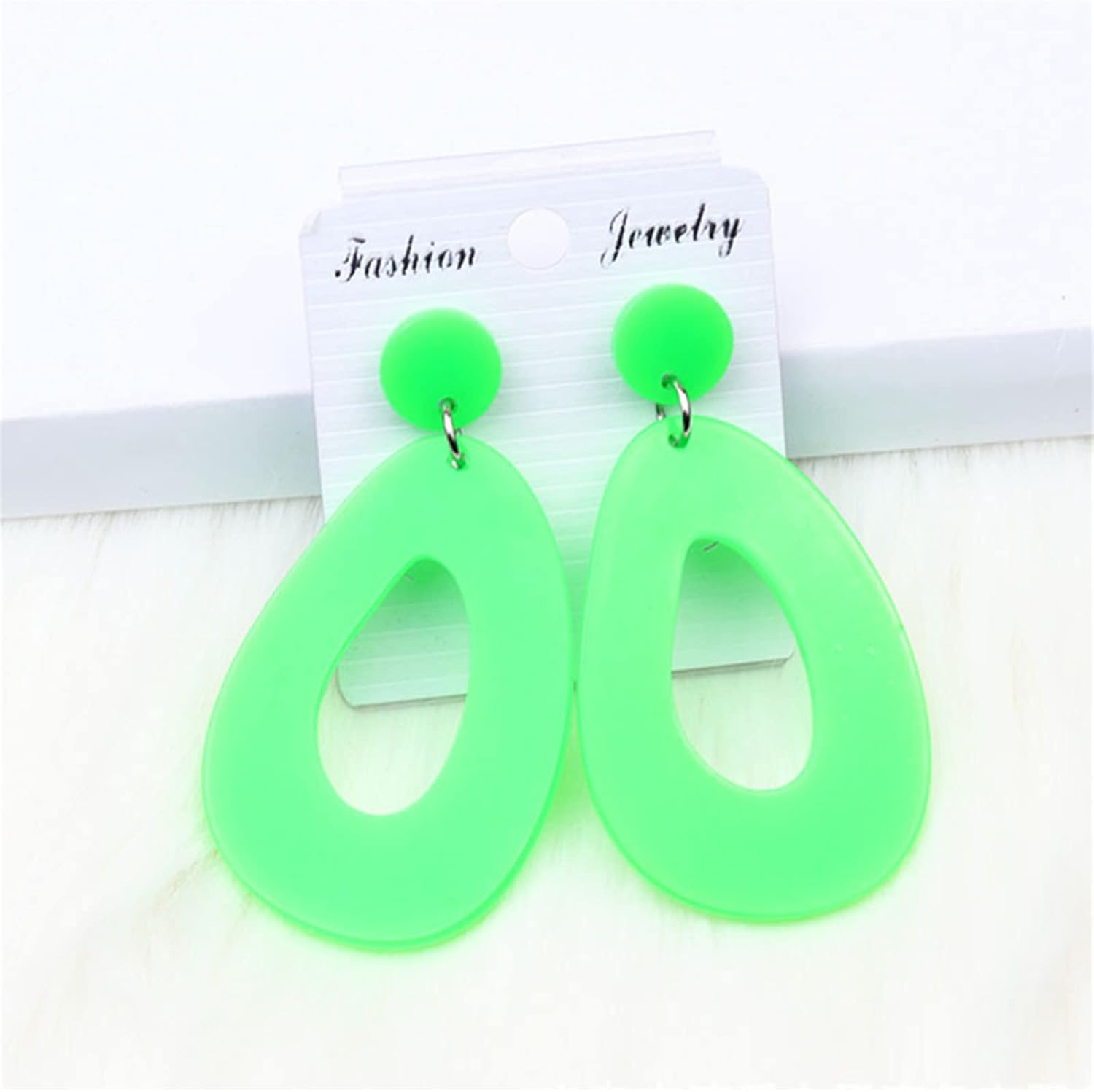 ONLYJUMP Acrylic Drop Dangle Earrings for Women Retro Neon Earrings Minimalist Colorful Acrylic Geometric Oval Hollow Dangle Earrings 80s Party Costume Accessory - Image 7