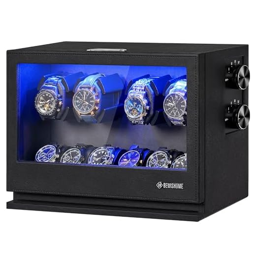 BEWISHOME 4-Watch Winder and Display Case