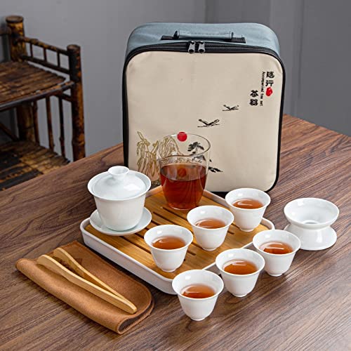 Drinkware Set Chinese Kung Fu Travel Tea Set Ceramic Portable Teacup Porcelain Gaiwan Tea Cup Mug of Tea Ceremony Teapot