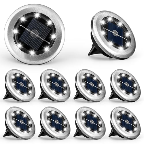Solpex Lot de 10 mini lampes solaires de jardin, extérieur, imperméables, éclairage paysager alimenté pour patio, cour, allée et chemin (blanc froid)