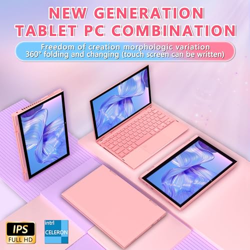 Image of 10.95 inch 2K Touchscreen 2-in-1 Rose Gold Laptop for School & Office | 1TB SSD+12GB DDR5,Alder Lake N95,Backlit Keyboard+Fingerprint,360 Flip,Ultra Thin Metal Body,Type-C charging,Win11 Pro