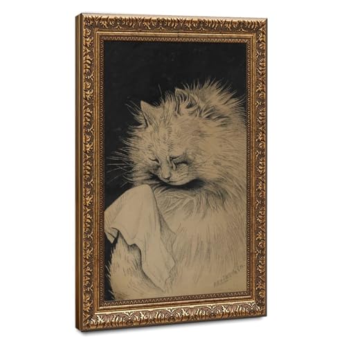 Impression sur toile chat pleureur de Louis Wain décoration murale 50x76