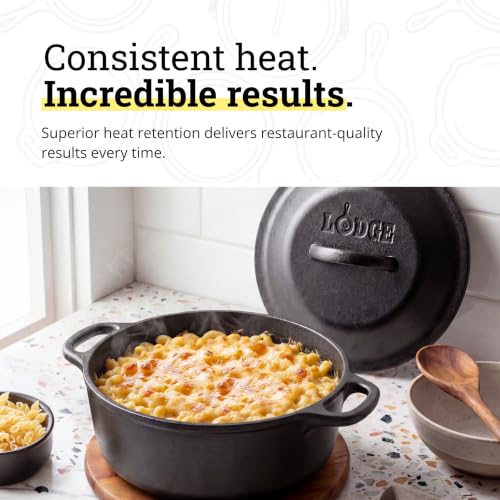 Image of Lodge Cast Iron Dutch Oven 2 Quart - Loop Handle Cooking Vessel - Even Heat Retention - Oven-Safe, Versatile Pot