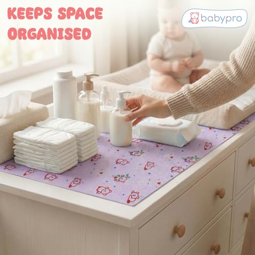 Image of BabyPro Non-Slip EVA Shelf Liner Roll, Anti Slip Mat for Kitchen, Drawer & Cabinet, Food Grade, BPA Free, Washable, Anti Microbial, Water Resistant, 45 cm x 5 m, Pink, Pandro Love