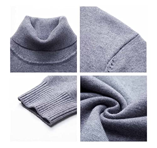 Pull col roulé chaud et épais YIOLEAMP bleu marine taille L anti-froid