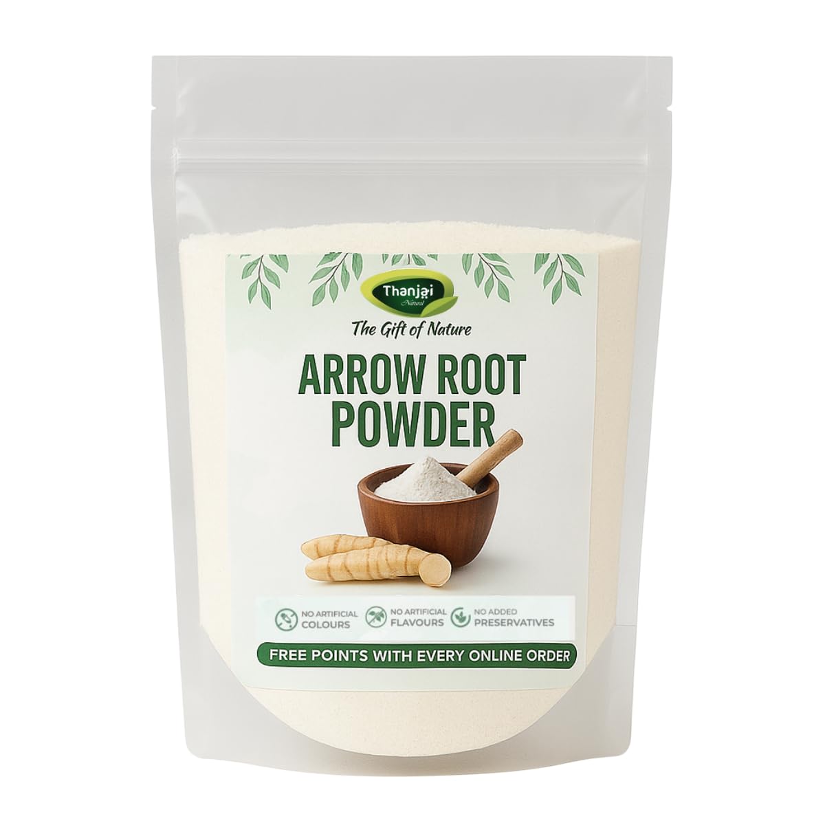 Thanjai Natural 250g Pure and Raw Arrowroot Powder for Gravy, Puddings, Soups, Bread and More | Natural Arrow root Powder | Gluten-Free & Cornstarch Alternative | Natural Thickener for Cooking, Baking, Skin & Hair Care | No Preservatives