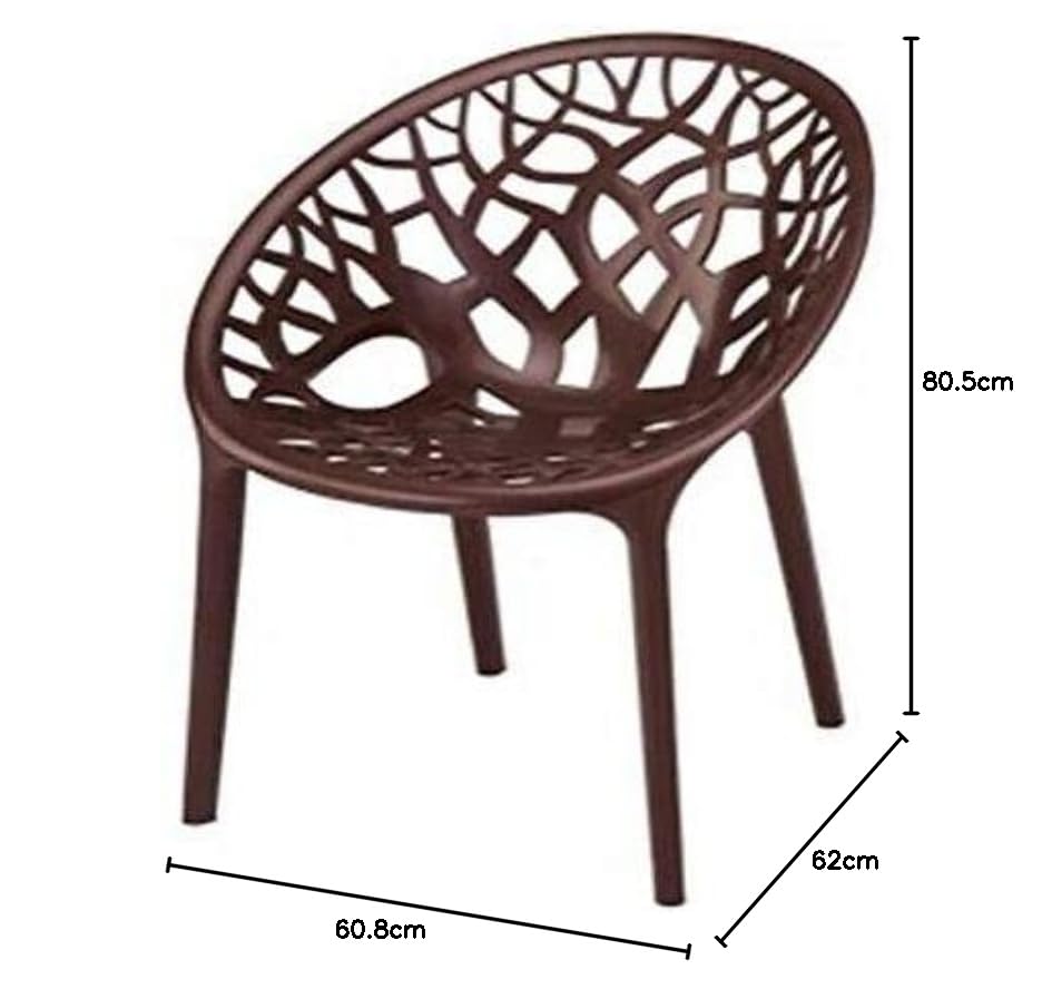Image of SkyGlamour Crystal PP Oversized Designer Plastic Chair for Home, Garden, Balcony| Indoor&Outdoor Use | Color: Weather Brown; Pack of 1