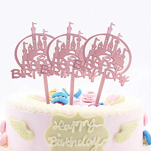 Design raffinato: Topper decorativo per torta bifacciale con glitter lucido a forma di castello da favola con lettera 