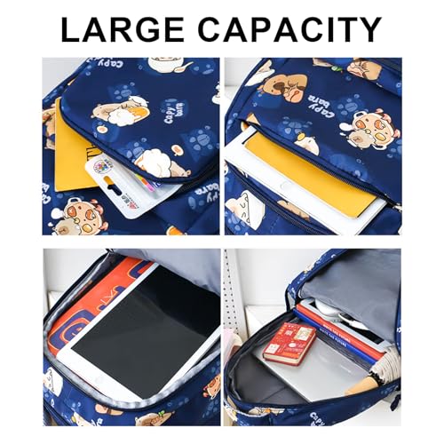 Capybara Backpack 3 set Kawaii Capibara Bag Cute Animal Mochila De Capybara for Daily Casual Travel Daypack Capivara Capibara Kapibara Cabybara Captbara Bara Funny Backpack (Purple)3