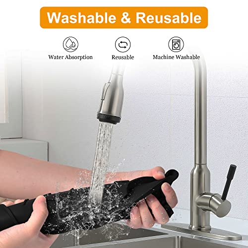 Burfocus Silicone Faucet Mat, 19.7''X5.6'', Fits The Faucet Tube Within 3.2 Inch, Faucet Splash Guard For Kitchen Sink, Kitchen Accessories Sink Mat Sink Protectors For Bathroom (L-Black) #TOP3