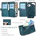 Lacass Compatible with iPhone 16e Detachable Crossbody Wallet Case,Compatible with MagSafe Wireless Charging,[Cards Theft Scan Protection],Magnetic Case Stand PU Leather Zipper(Floral Cyan Green)