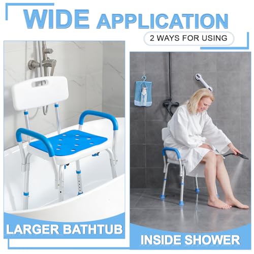 Shower-Chair-with-Arms-and-Back-Padded-Shower-Seat-for-Inside-Shower-with-Grab-BarToiletry-Bag-Tool-Free-Shower-Seat-for-Bathtub-Shower-Bath-Chair-for-ElderlyDisabled-by-SOUHEILO