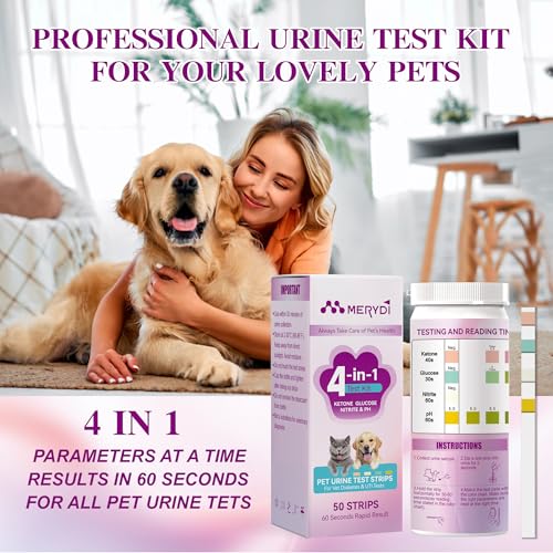 dog amp cat urine test strips 4-in-1 pet urinalysis testing kit for ketone glucose ph and nitrite reagent strips for vet diabetes amp uti monitor 50ct urine test kit easy to use at home