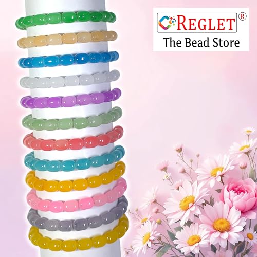 Image of 215 Pcs Cylinder Glass Beads for Jewellery Making Kit - Glass Beads for Bracelet Making Kit - Bead Craft - 8 * 11 mm