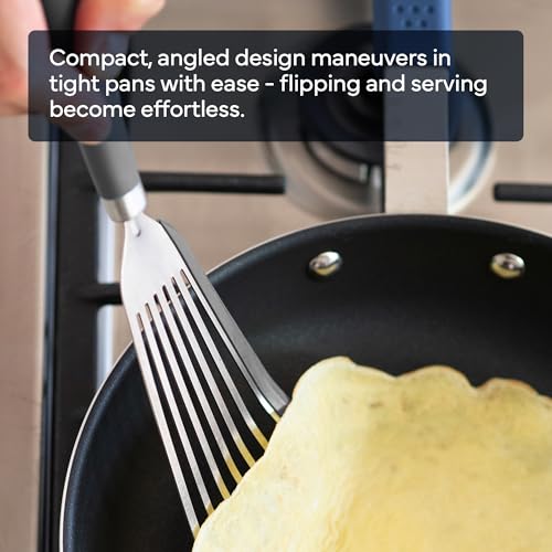 Image of Misen Fish Silicone Spatula - Slotted Turner for Cooking - Perfect for Frying - Heat Resistant - Dishwasher Safe -1mm Thick Flexible Flipper - Soft Silicone Grip Handle for Easy Use