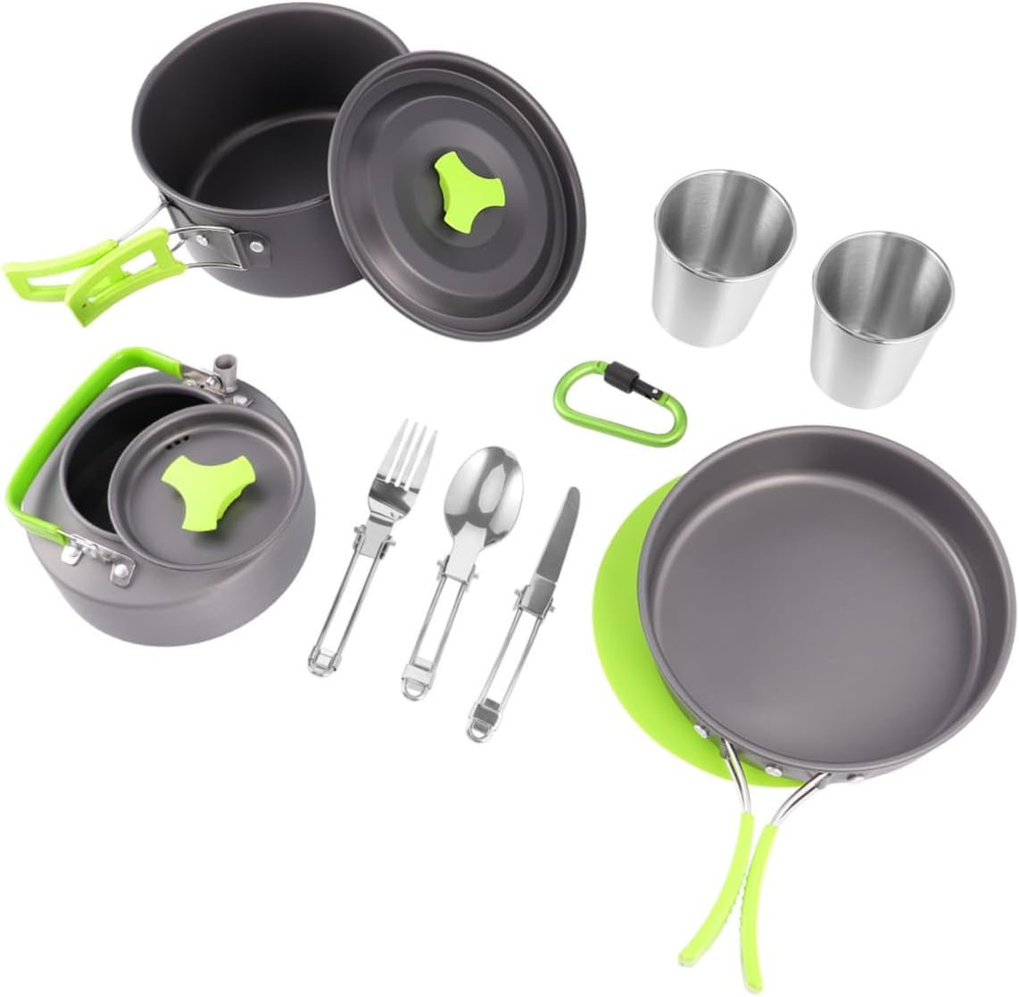 VICASKY 1Set Portable Camping Cookware for Persons Lightweight Outdoor Cooking Tools for Picnics Hiking and Travel Complete with Cutlery for