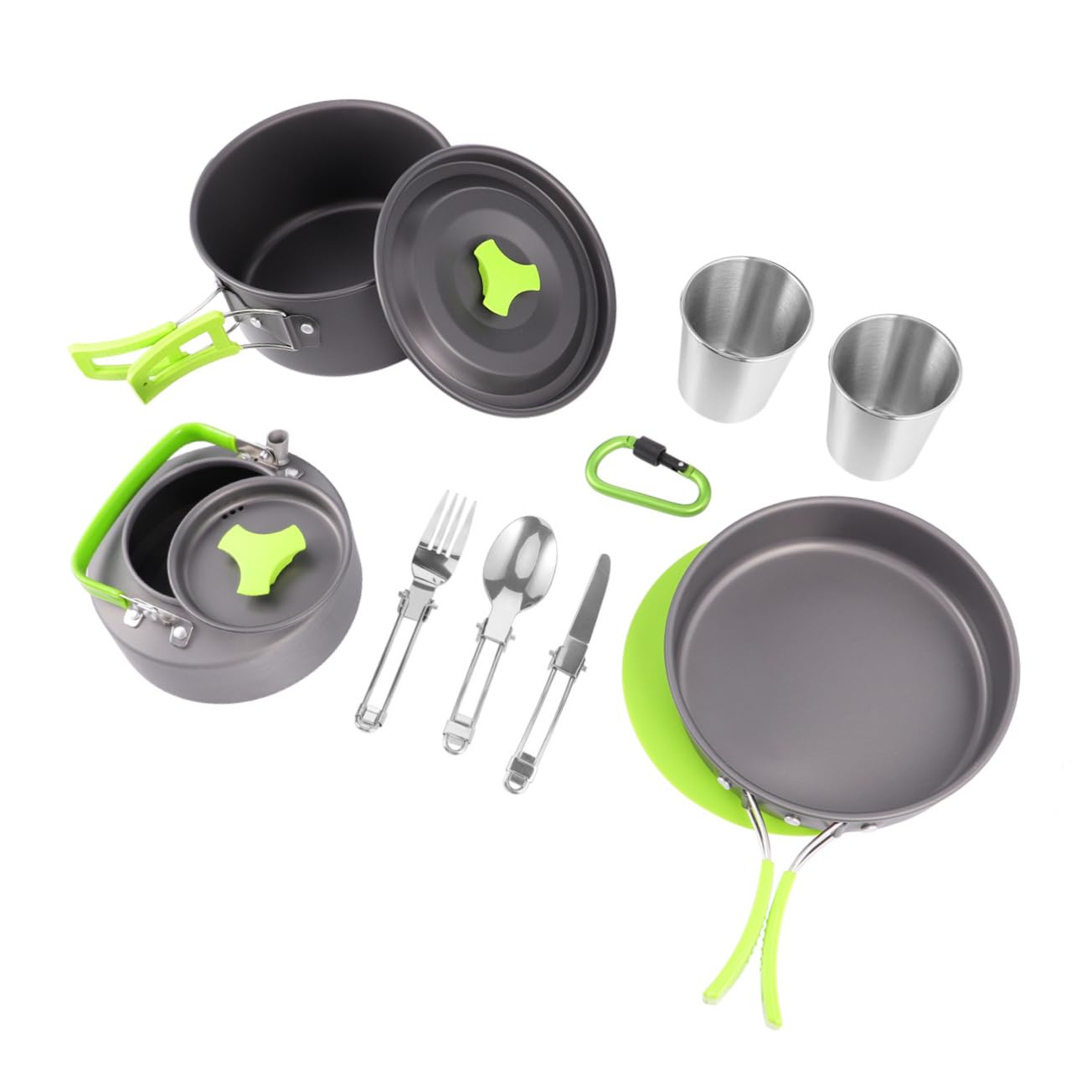 VICASKY 1Set Portable Camping Cookware for Persons Lightweight Outdoor Cooking Tools for Picnics Hiking and Travel Complete with Cutlery for
