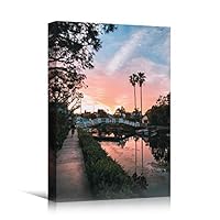 Canvas Wall Art Gradient Sunset on Skyline Coastal Multicolor Photography Relax/Calm Romantics Sunset - 12x18 inches