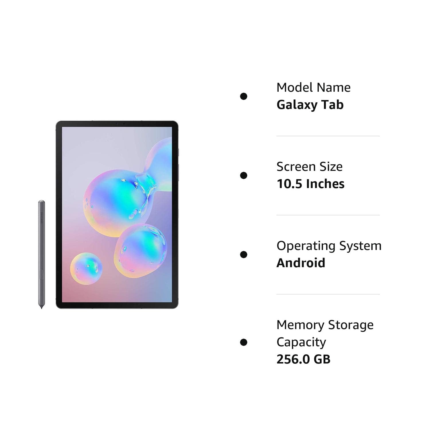 Amazon.com : Samsung Galaxy Tab S6 10.5 inches, 256GB WiFi Tablet 