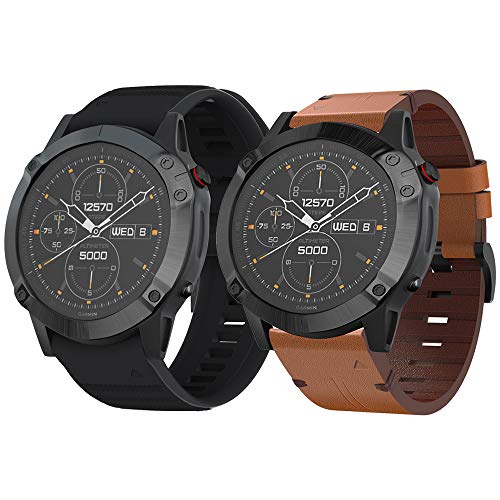 Songsier Correa Fenix 6X, Correas de Cuero Correa de Repuesto para Fenix 6X Pro/Fenix 6X Sapphire/Fenix 5X /Fenix 5X Plus/Fenix 3 /Fenix 3HR