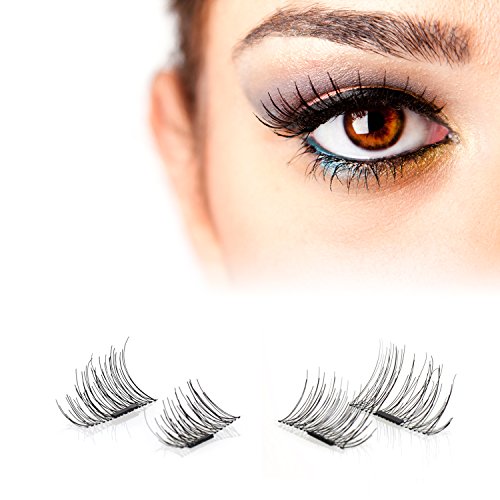 False Magnetic Eyelashes – No Glue, Mess-Free Reusable Lashes – Beautiful Natural Enhanced Eyes, Volumized Lashes (1 Pair, 4 Pcs) (small, black)