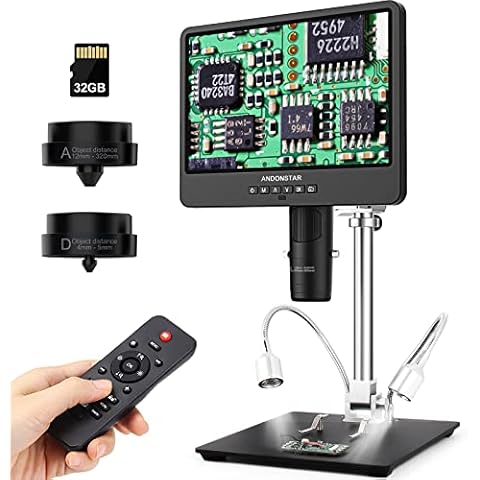 Andonstar AD249S-M 10.1 Inch HDMI Digital Microscope 2000x, 3 Lens 2160P UHD Video Record, Soldering Microscope, Electronic Microscope, Coin Microscope, Biological Microscope Kit, Windows Compatible Cover