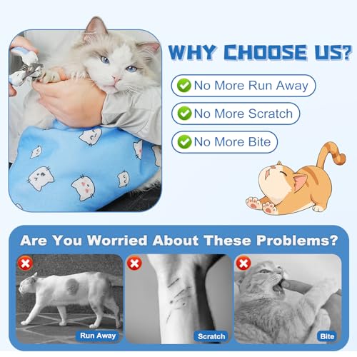 Image of Supet Cat Wrap for Cutting Nails, 2026 Self-Adherent Cat Grooming Wrap, Anti-Escape Calming Cat Swaddle Wrap for Medicine, Nail Clipping, Teeth Brushing, Ear Cleaning