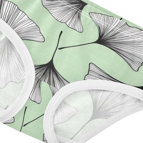 Stylish Girls Underwear Toddler 2t Cotton Panties Little Girl Black White Ginkgo Leaves Green Briefs Undies Kids4