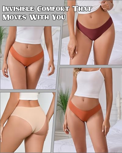 Image of OJCNBV Seamless Underwear for Women No Show Panties Invisibles Briefs Soft Stretch Bikini Underwears 6 Pack