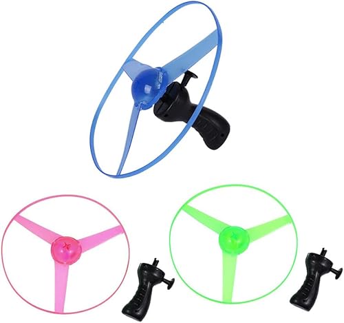 Alipis Juguetes para niños, 3 unidades, lanzador de discos voladores, juguete para exteriores que brilla en la oscuridad, juguetes con platillo y