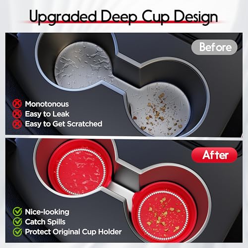 Image of Amooca 2-Pack Car Cup Holder Coaster Bling Crystal Rhinestone Car Interior
