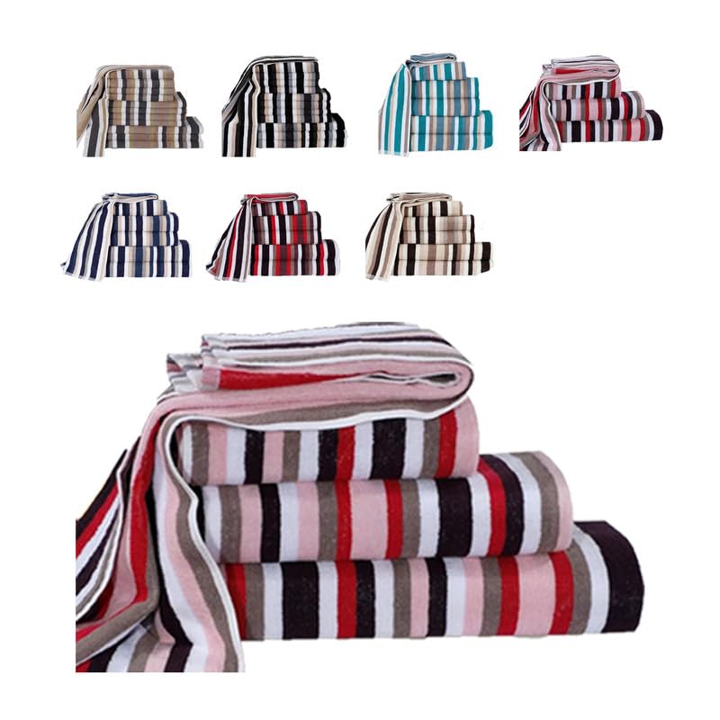 Northern Luxe 100% Egyptian Cotton Royal Victorian Stripe Towel Set – Bale of 6 (2 Hand Towels, 2 Bath Towels, 2 Bath Sheets) – Pink– Soft & Highly Absorbent 550 GSM Towels for Home, Gym, or Spa